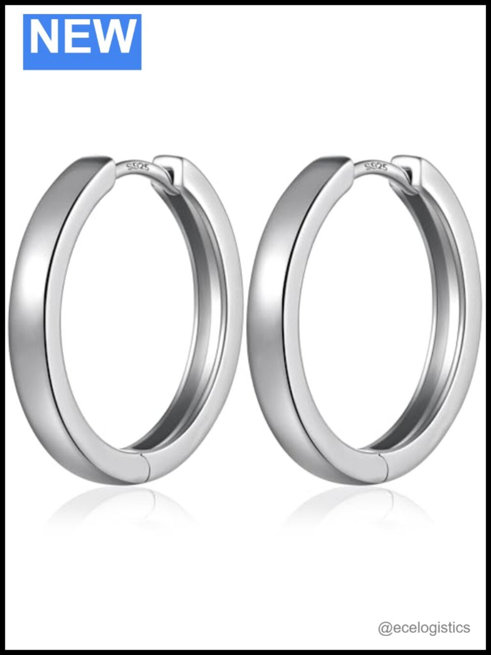 925 Sterling Silver Hoop Earrings Huggie Hypoallergenic Cubic Zirconia